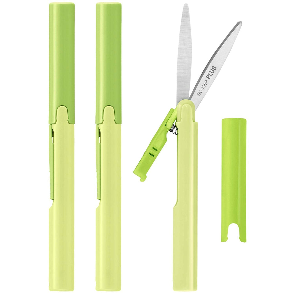 PLUS Pen Style Compact Twiggy Scissors with Cover 3-Pack Green