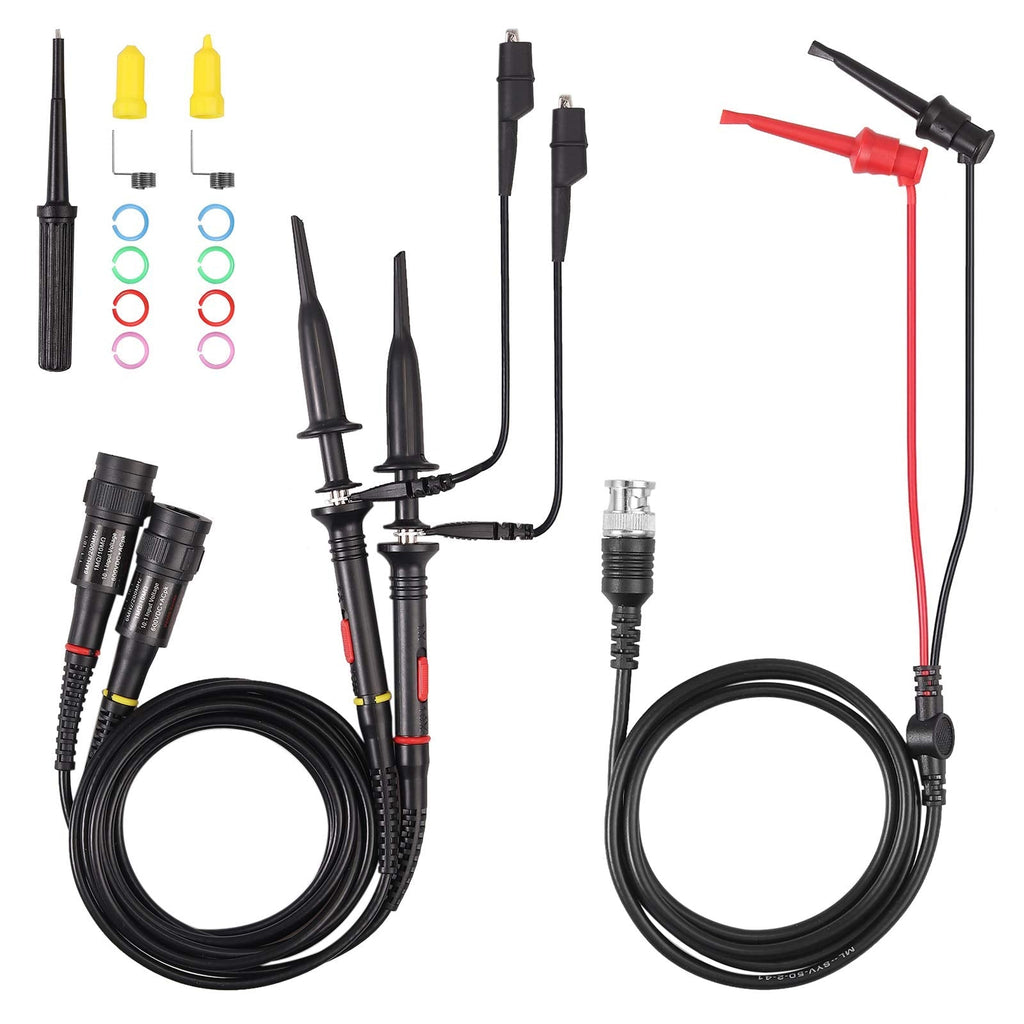 AUTOUTLET P2200 Universal Oscilloscope Probe with Accessories Kit 200MHz Oscilloscope Clip Probes 1X 10X with BNC Mini Grabber Test Lead P2200 Oscilloscope Probe 200MHz