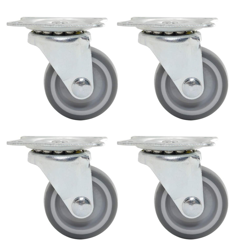 Dr.Luck 1.5" Swivel Thermo Plastic Rubber Caster, 360 Degrees Ball Bearing Top Plate & Plain Bearing Wheel, Move Smooth Quiet Sturdy for DIY Furniture, Total Load Capacity 200Lbs/90Kg 4-Pack 1.5 Inch