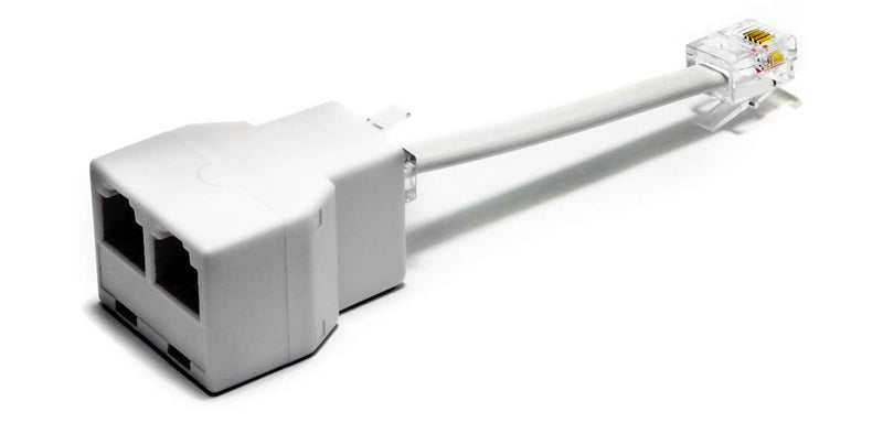 Phone Jack Splitter for Landline Telephone RJ11 6P4C 2 Way Adapter (1 Splitter + 3 Inch Cable) w/ 3 inch Cable White 1