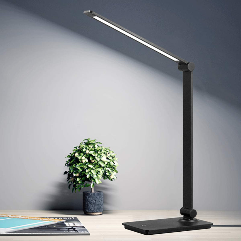 LED Desk Lamp, Touch Control Desk Lamp with 3 Levels Brightness, Dimmable Office Lamp with Adjustable Arm, Foldable Table Desk Lamp for Table Bedroom Bedside Office Study, 5000K, 8W, Black