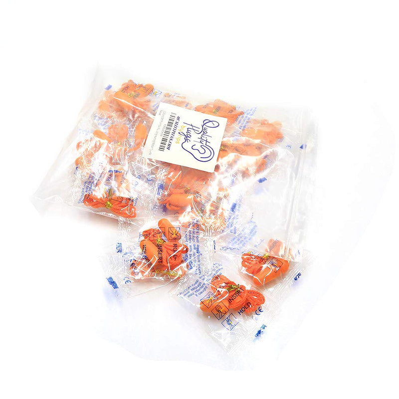 Foam Corded Ear Plugs 20 Pair - Soft NRR 32dB Noise Cancelling Sound Blocking Disposable Orange for Sleeping Snoring Studying Noise Hearing Protection Construction Shooting Sports Mowing Woodworking 40
