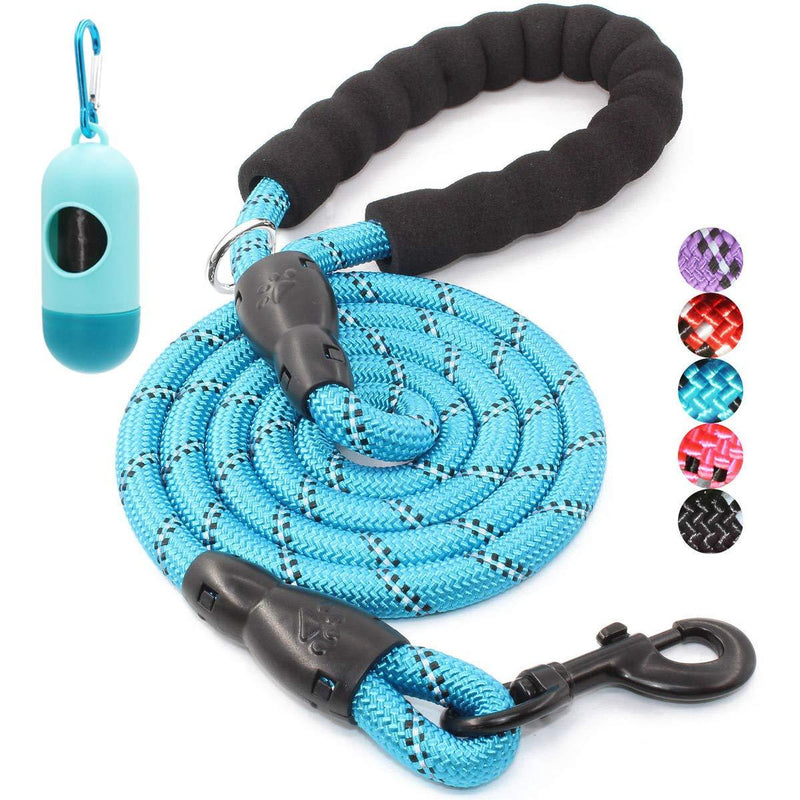 BAAPET 2/4/5/6 FT Strong Dog Leash with Comfortable Padded Handle and Highly Reflective Threads for Small Medium and Large Dogs 1/2'' x 4 FT (18~120 lbs.) Blue