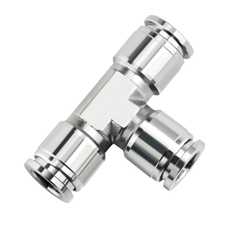 TAILONZ PNEUMATIC 1/4" OD Tee Stainless Steel Push to Connect Fittings 3 Ways Tube Connect Push Fit Push Lock PE-1/4 (Pack of 1)