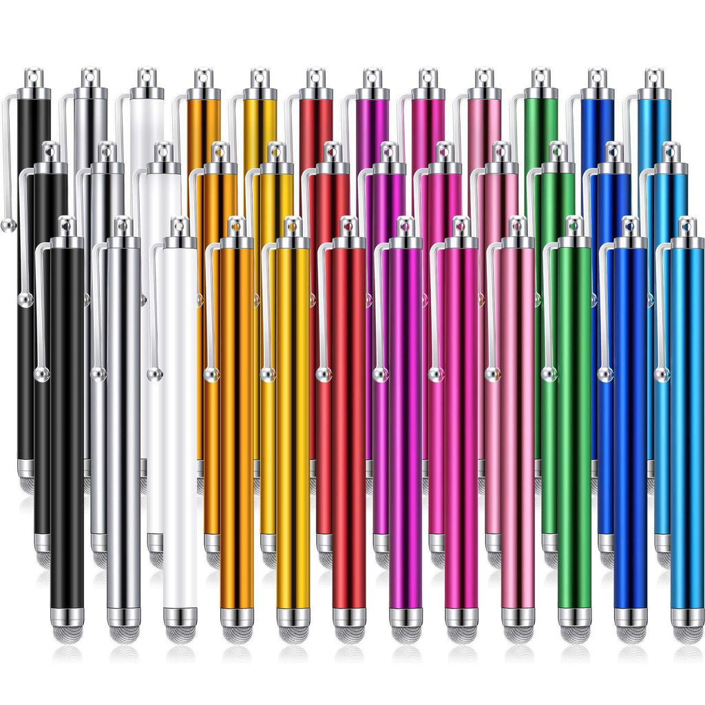 36 Pieces Stylus Pens Fiber Tip Series Capacitive Stylus Pens for Universal Touch Screen Devices Compatible with iPhone, iPad, Tablet (12 Colors)