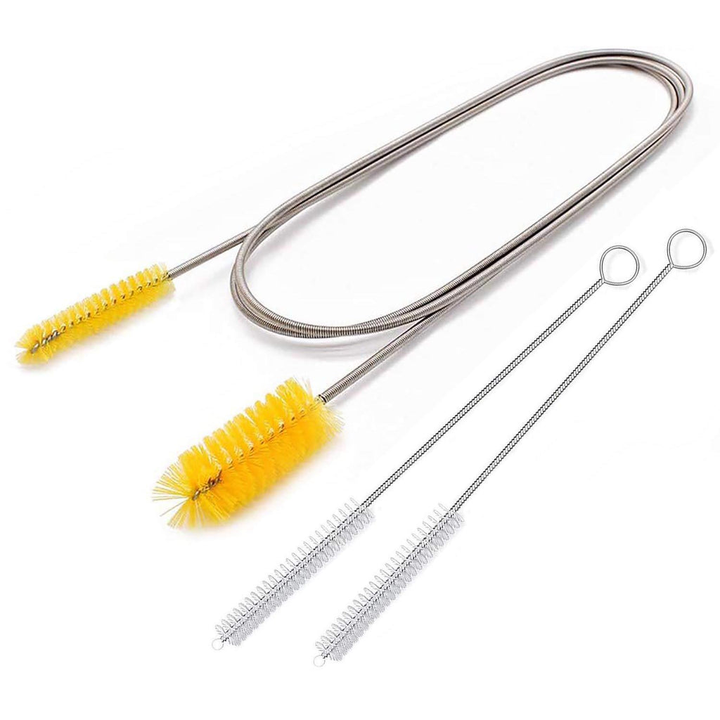 Flexible Drain Brushï¼ŒNylon Cleaner Double Ended Elastic Hose Pipe 67-inch and 2 PCS 8.2-inch Straw Cleaning Brush