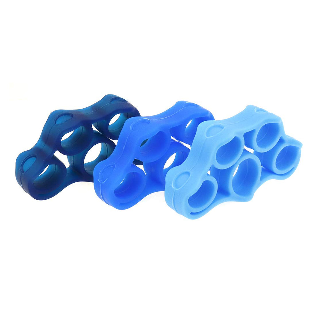 Bitray Hand Grip Strengthener - Finger Grip Strength Trainer,Silicone Finger Stretcher Finger Exerciser, Finger Therapy Therapeutic Finger Strengthener for Grip Workout-3 Pcs Light Blue,royal Blue, Dark Blue