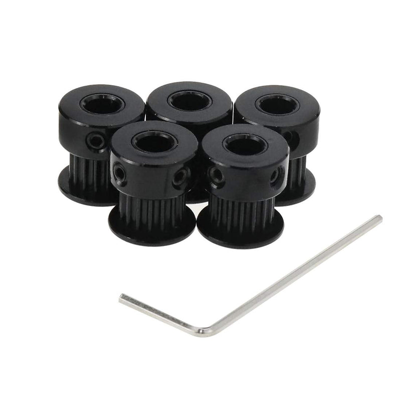 Bitray GT2 Pulley 16 Teeth 5mm Bore 6mm Width Aluminum Timing Belt Idler Pulley Wheel for 3D Printer - 5pcs 5mm Bore,16 Teeth Black 5