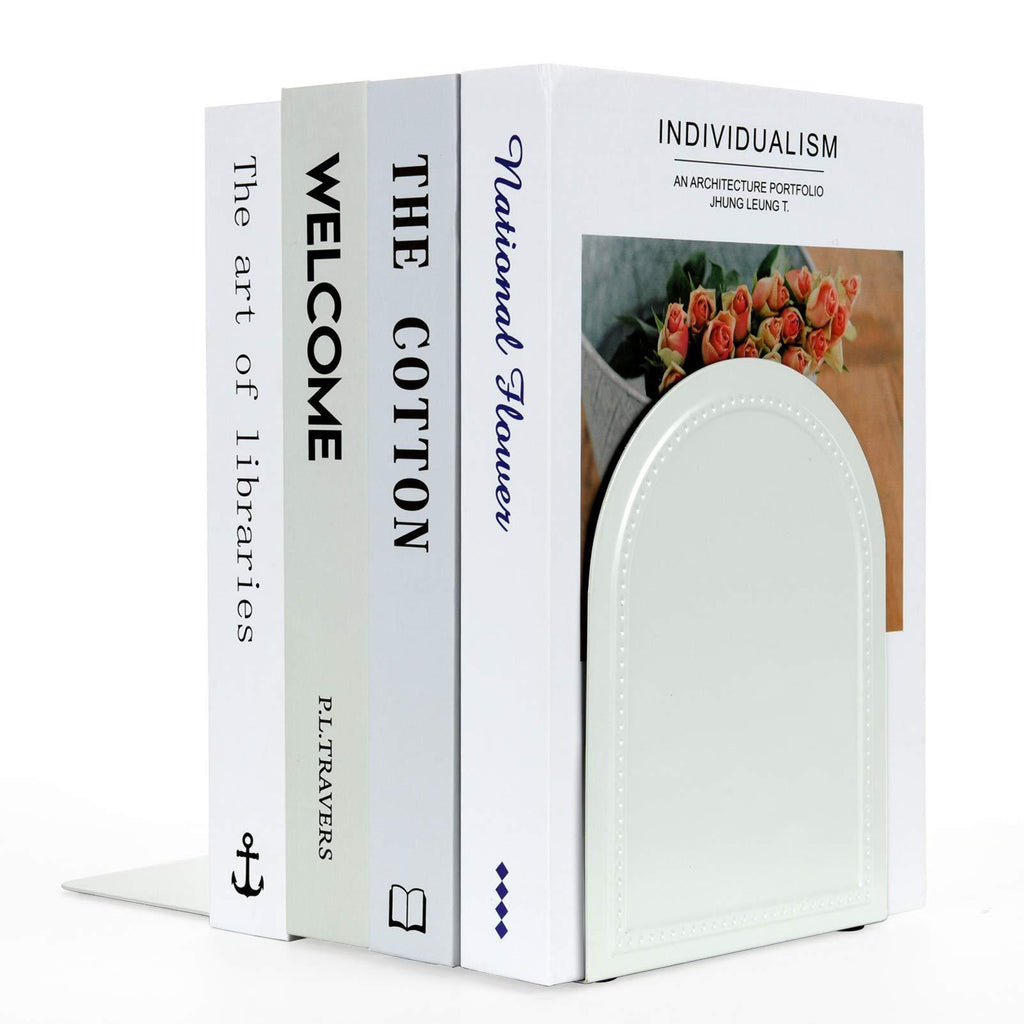 Bookends-Heavy Duty Bookends Metal Book Ends Universal Economy Bookends White