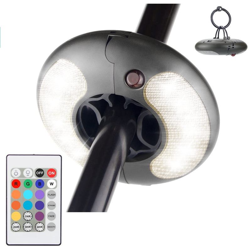 BIGMONAT Battery Operated Hanging Lights Outdoor Patio Umbrella Light with Remote12Colors Changing Camping Tent Light Outside Brightness Dimmable and Timer Setting 120Lumens Black