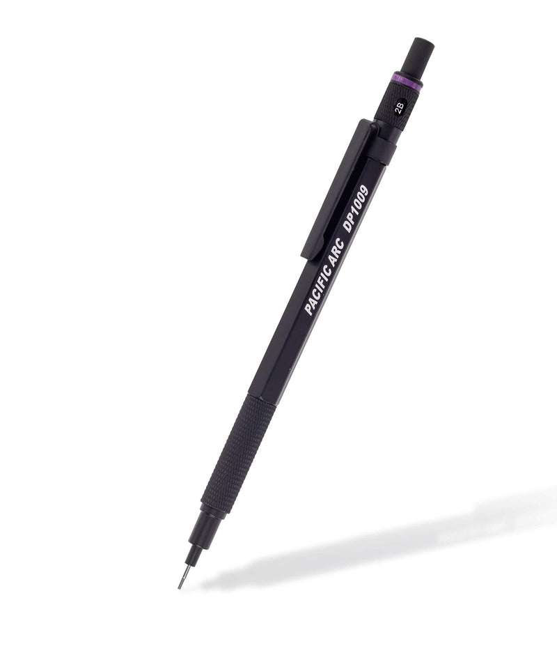 Pacific Arc Chromagraph Metal Mechanical Pencil .9 mm Black Barrel Mechanical Pencil with Built In Adjustable Pencil Grade, Lead Pencil Holder for Drafting, Sketching, and Drawing 0.9