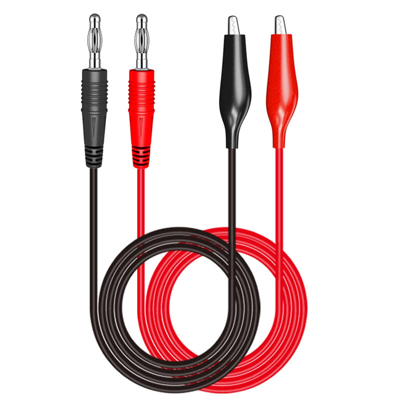 Goupchn 4mm Banana Plug to Alligator Clips Test Leads Kit Crocodile Clips Copper Soft Cable Wire Set 2PCS Red + Black