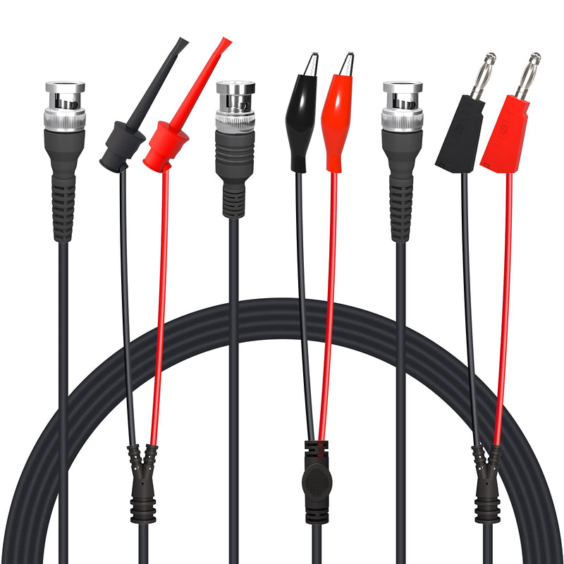 Goupchn BNC Test Leads Set Oscilloscope Probes BNC to Alligator Crocodile Clips BNC to Minigrabber Test Hook Clips BNC to Dual Stacking Banana Male Plug Cable Wire Set