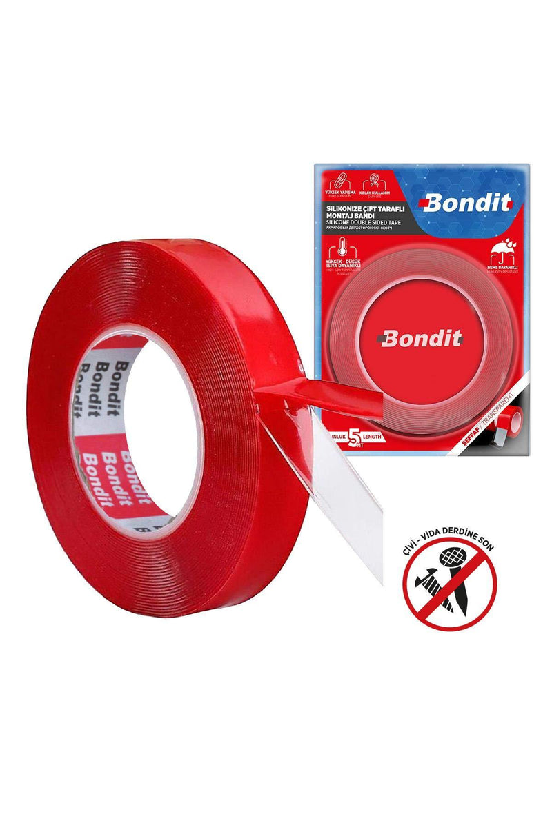 BONDiT Clear Double Sided Tape, VHB (Very High Bond) Mounting Tape Heavy Duty, Waterproof and Washable Tape, 16.4 FT Length, 0.4 Inch Width for Car, LED Strip Lights, Kithcen and Office Decor