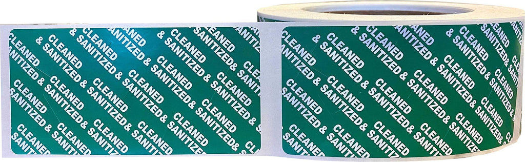 Green Cleaned and Sanitized Tamper Evident Seals, 2 x 4 Inch, 500 Total Labels