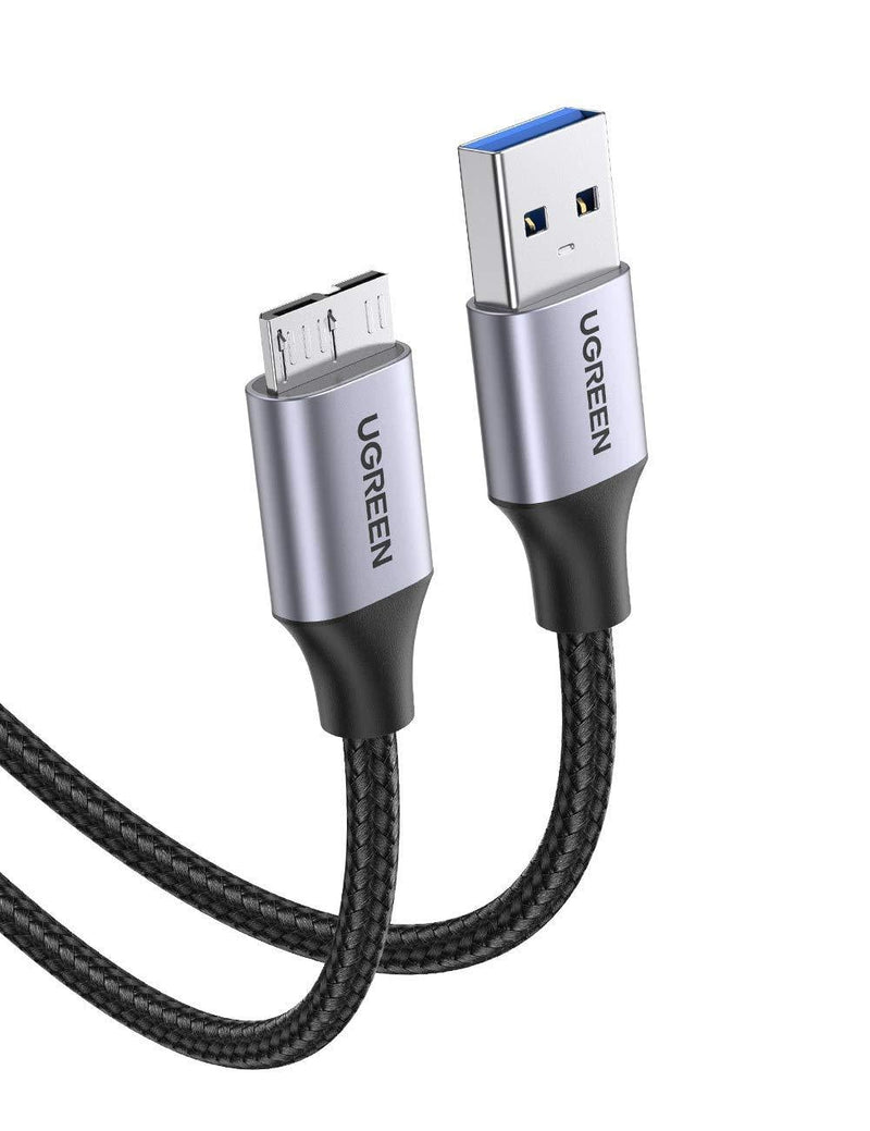 UGREEN USB 3.0 Micro Cable A-Male to Micro-B Micro USB Charging Cable Nylon Braided External Hard Drive Cable Compatible with Samsung Galaxy S5, Note 3, Note Pro 12.2, Toshiba, WD Camera, etc 1.5 FT