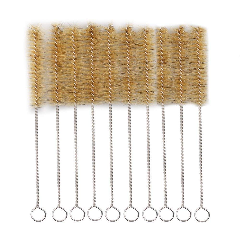 RilexAwhile Test Tube Cleaning Brush 25mm Dia. Tan Bristles Radial Tip 8.5inch Length Tube Wash Cleaning Brush for Lab Set Chemistry, 15 Pack (8.5in)