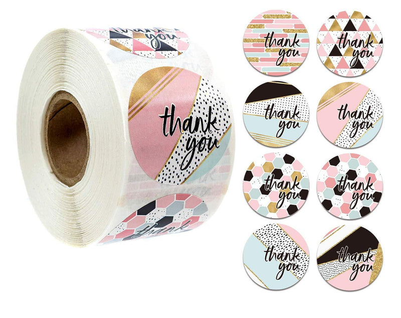 1000pcs Thank You Stickers 1'' Round Adhesive Labels ,500 Per Roll ,Decorative Sealing Stickers for Christmas Gifts, Wedding, Party (A-31 8 Different Design)