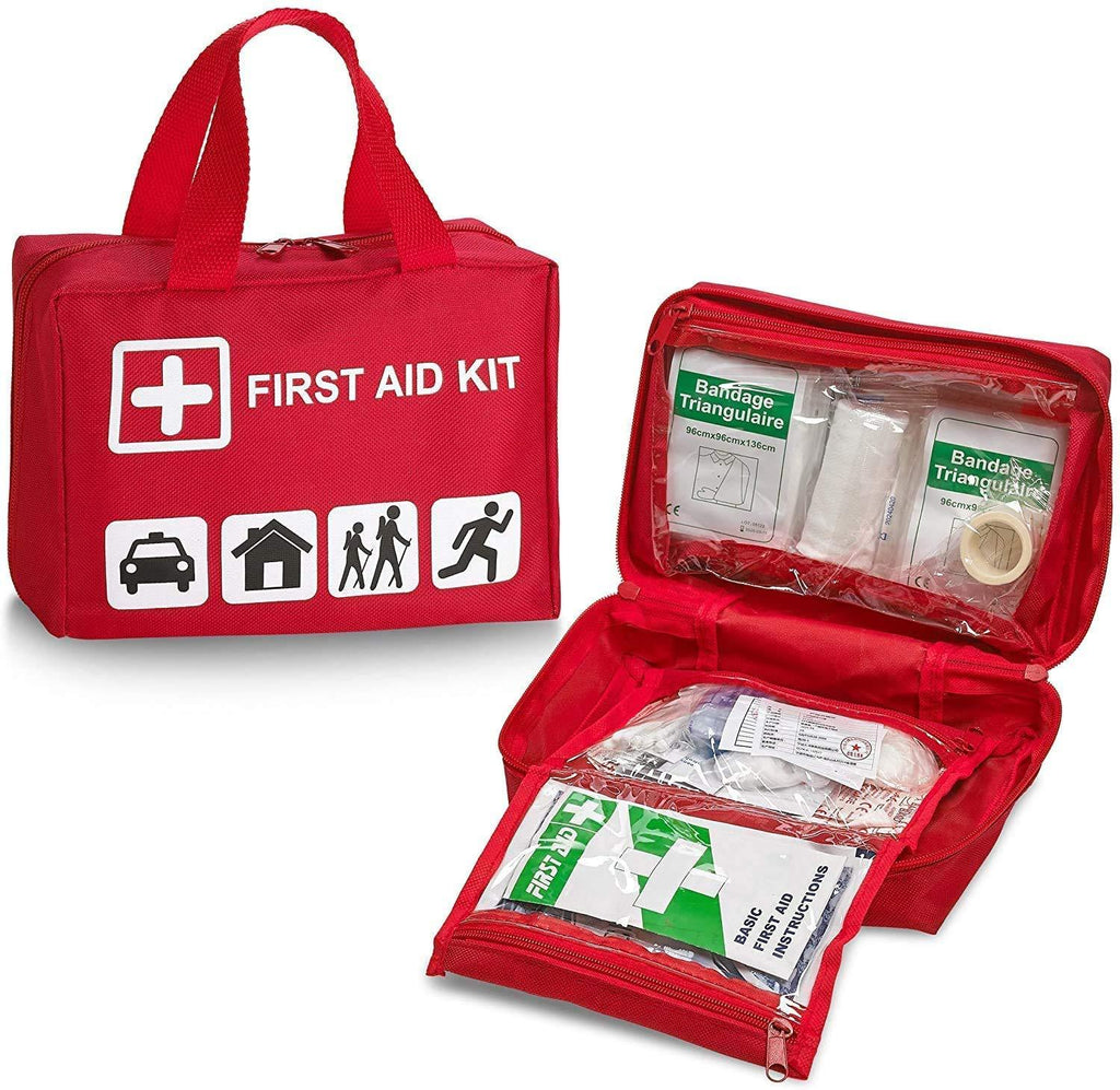 First Aid Kit - 96 Piece Compact Lightweight Portable Safety Trauma Bag Emergency Survival Kit Gear Home and Provide Immediate Care - Office Car Travel Hiking Camping and Other Outdoor Activities