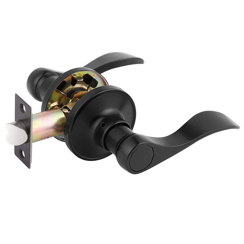 Gobrico Black Door Handles Drop Style Interior Door Knobs Hallway Closet Door Handles Locks Keyless 1Pack 1 Pack