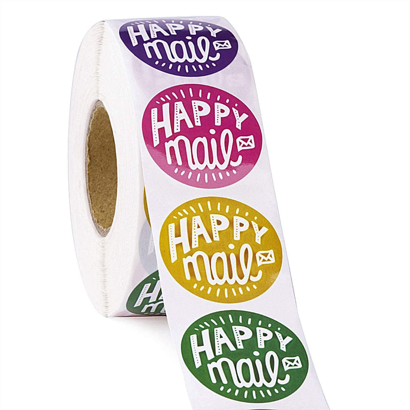 WRAPAHOLIC Happy Mail Business Stickers - 8 Kinds Colors Thank You Stickers, Shipping Stickers - 1.5 x 1.5 Inch 1000 Total Labels