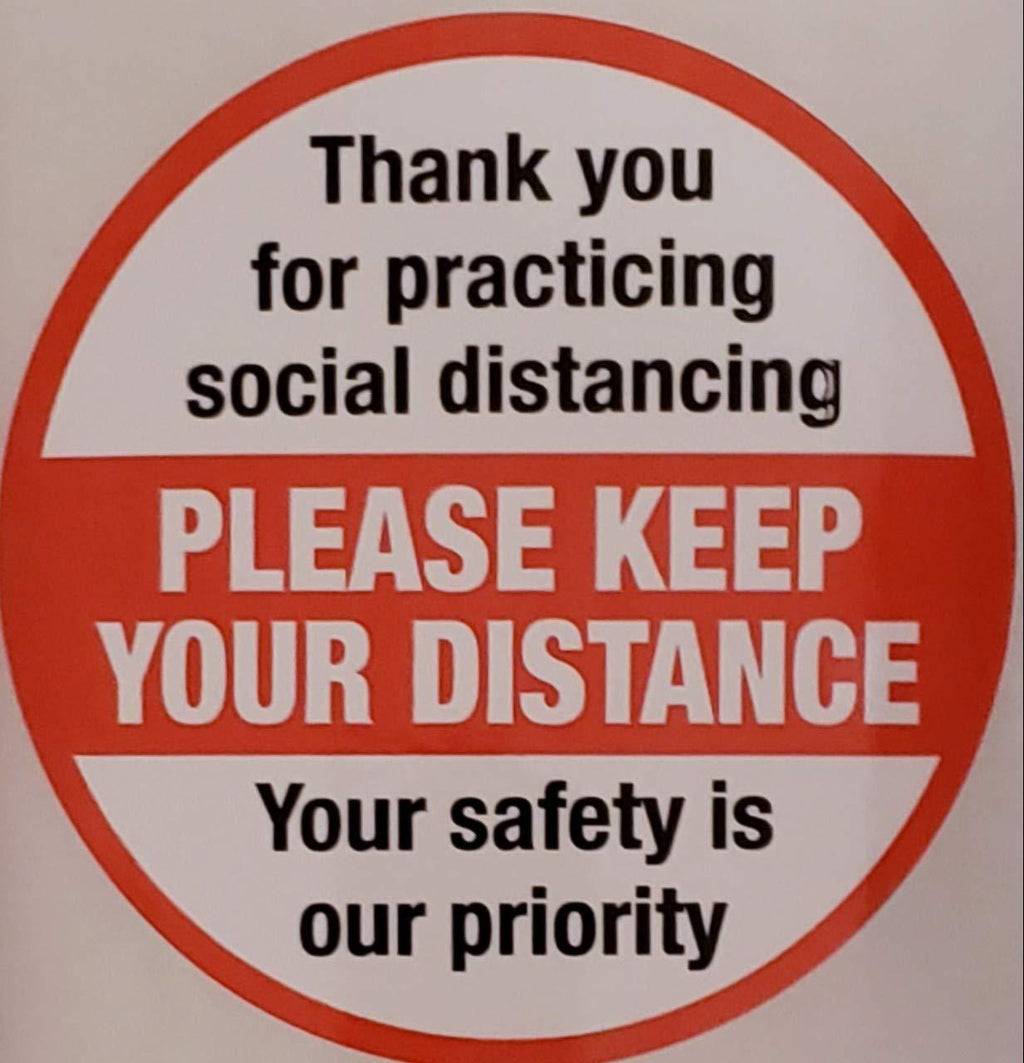 Social Distance Safety Tapes Signs, Please Keep Your Distance, 6" Circle 50 X ROLL, Pack of 1 ROLL