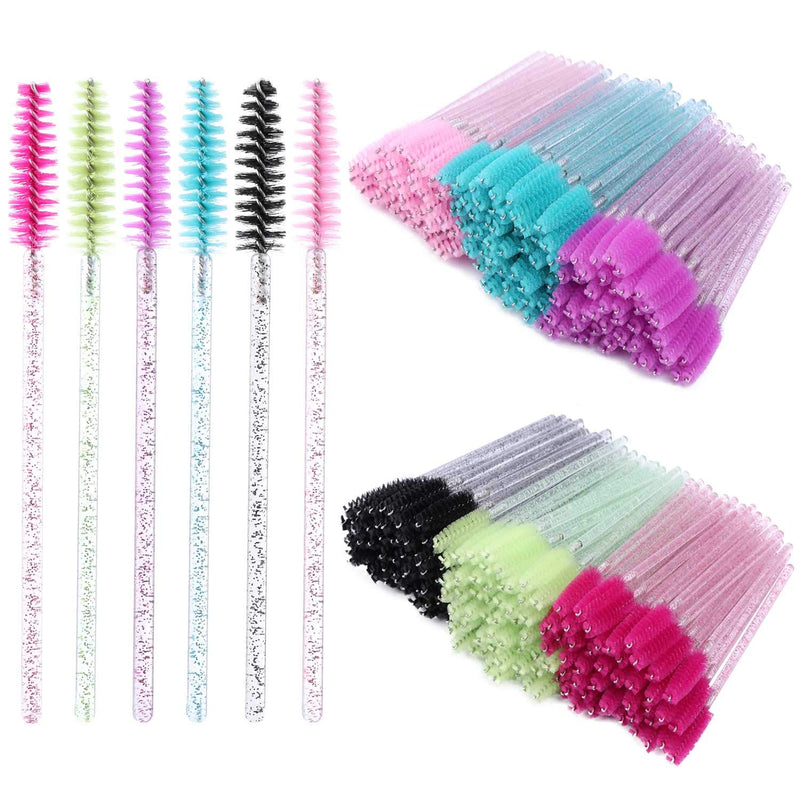 300 Disposable Mascara Wands Eyelash Brush Spoolies for Eye Lash Extension, Eyebrow and Makeup Crystal Tbestmax 01 Multi-colored