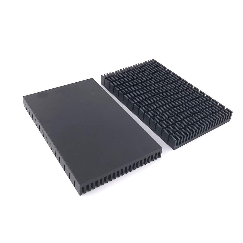 Awxlumv Aluminum Large Heatsink 5.9 x 3.6 x 0.59 Inch /150 x 93x 15 mm Black Heat Sinks Fins for Cooler PCB Board LED Motherboard (2 Pcs) 2 Pcs