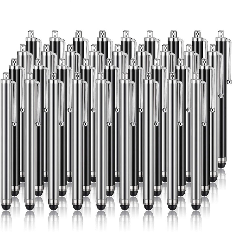 Stylus Pen Set of 36 for Universal Capacitive Touch Screens Devices, Stylus Pens for Touch Screens Devices, Compatible with iPhone, iPad, Tablet (Black, Silver) Black, Silver