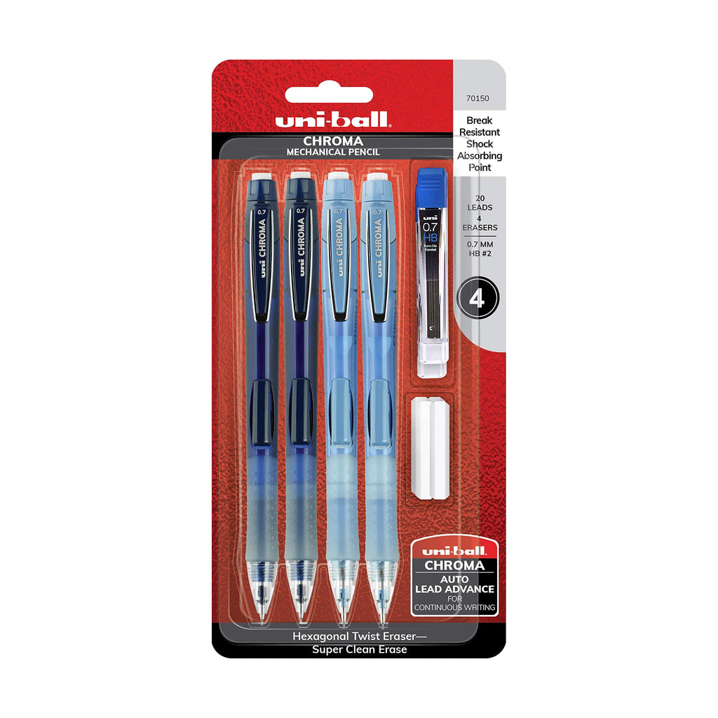 CHROMA Mechanical Pencil Starter Kit, 0.7mm, HB #2, Assorted Barrels, 4 Count