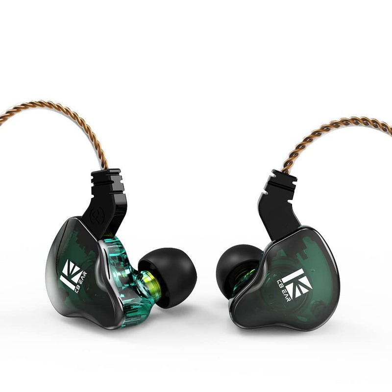 KBEAR KS2 in-Ear Monitor,Musicians Headphones, Yinyoo HiFi Over Ear Earbud Headset Noise Cancelling Hybrid 1BA 1DD Earphone with Removable Cable for Running Walking,Church,Stage(no mic, KS2 Green) without mic