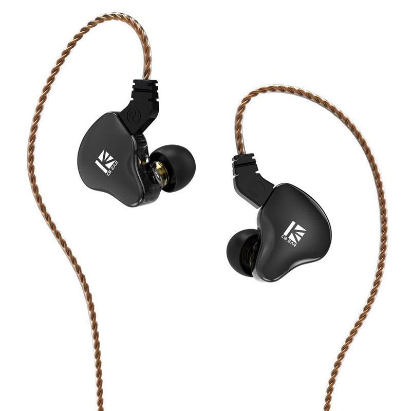 KBEAR KS2 Ear Monitor, Stereo Sound in Ear Headphone, Yinyoo HiFi Monitor Ear Earbud Headset Noise Cancelling Hybrid 1BA 1DD Earphone with Removable Cable for Running Walking (no mic, KS2 Black) without mic