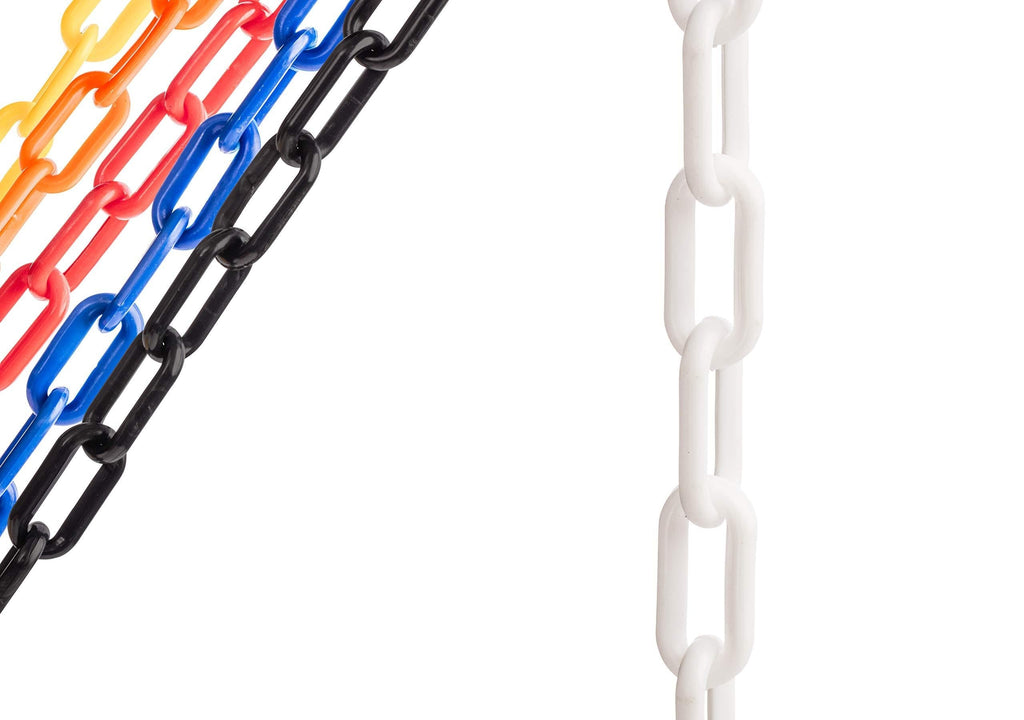 US Weight-U2310 10 FT White, 2-Inch Plastic Chain Links, Plastic Safety Barrier Chain Featuring SunShield UV Resistant Technology - Includes Two S-Hooks