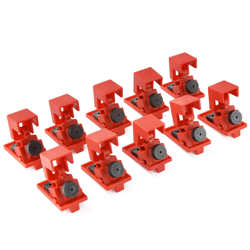 TRADESAFE Circuit Breaker Lockout Device - 10 Pack - 120/277 Volt - Lockout Tagout Electrical Breaker Clamp Lock Out - Loto Single Pole Breaker Lock Kit Refill for Stations