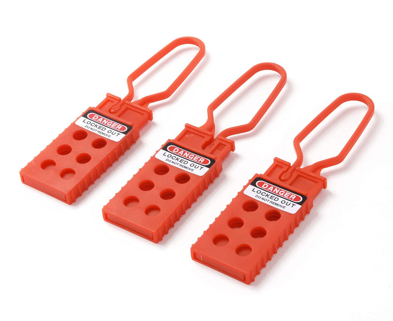 TRADESAFE Lock Out Tag Out Lock Hasp. 3 Pack Red Lockout Tagout Hasp. Non Conductive Plastic Nylon Padlock Hasp for Lock Out Devices. Loto Hasp for Lockout Safety Supply, Kits, and Stations