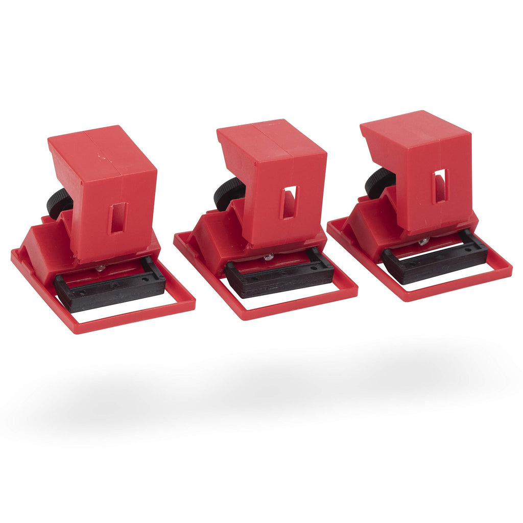 TRADESAFE Circuit Breaker Lockout Device - 480/600 Volt - 3 Pack - Lockout Tagout Electrical Breaker Clamp-On Lock Out - Loto Single Pole Breaker Lock for Main Breaker Lockout