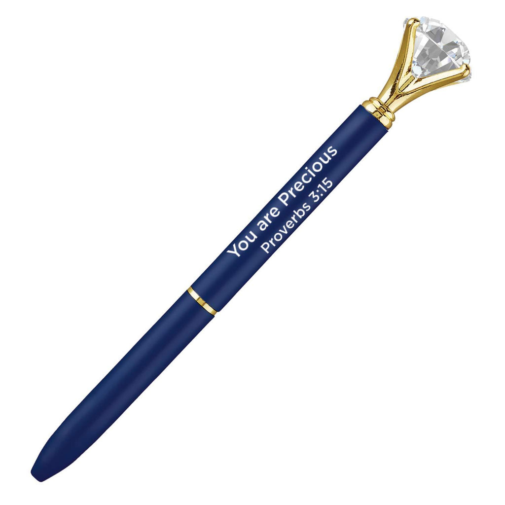 Creative Brands Faithworks - Refillable Ballpoint Gem Pen, 5.5-Inch, Navy - You are Precious