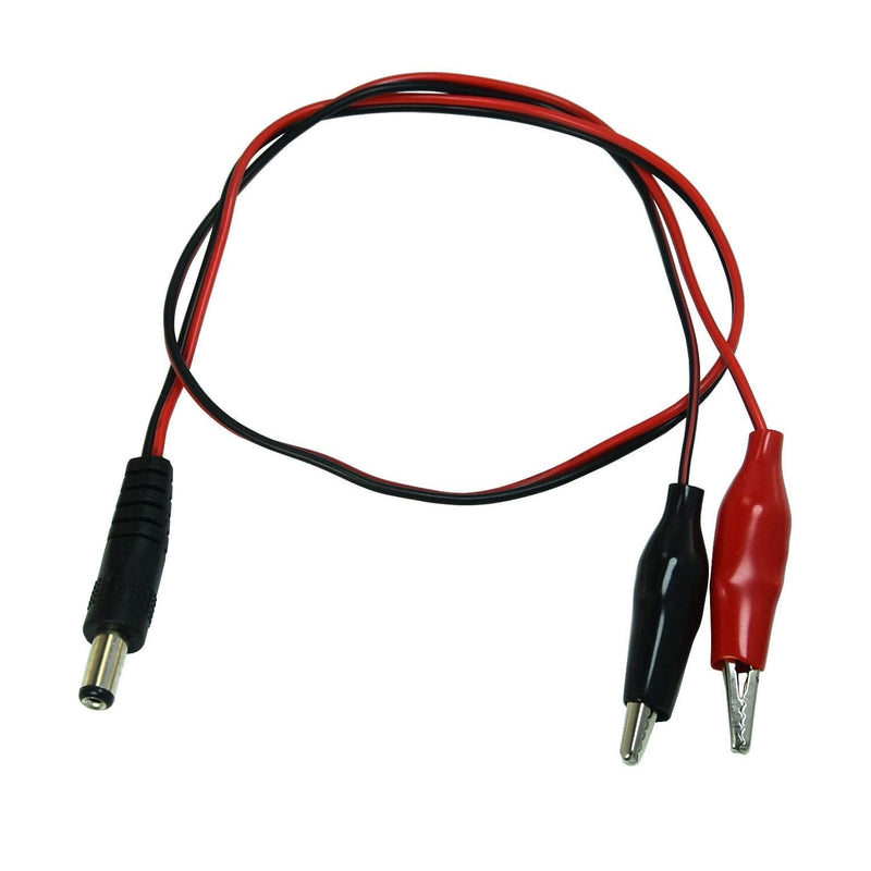 FILSHU 2 PCS 5.5x2.1mm DC Power Plug Male Connector to Dual Alligator Clip Cable 50cm DC MALE
