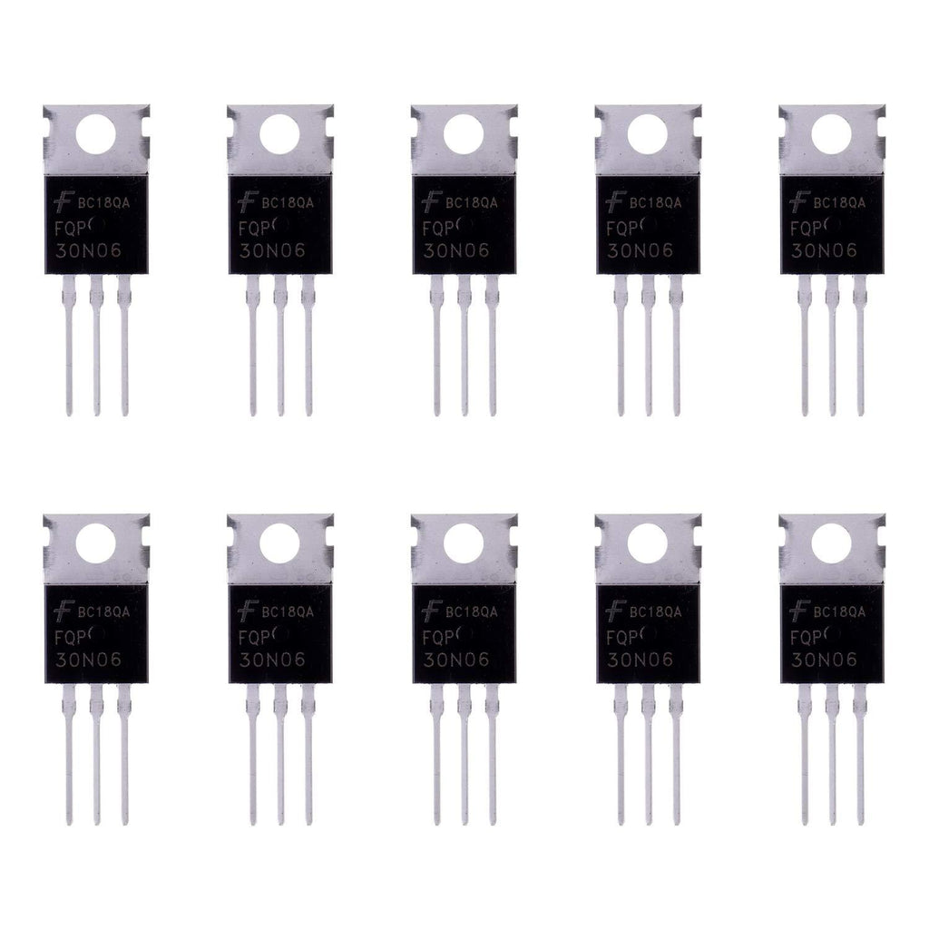 BOJACK FQP30N06 32 A 60 V MOSFET Transistors FQP30N06L 32 Amp 60 Volt N-Channel Power MOSFET TO-220AB (Pack of 10 Pcs)