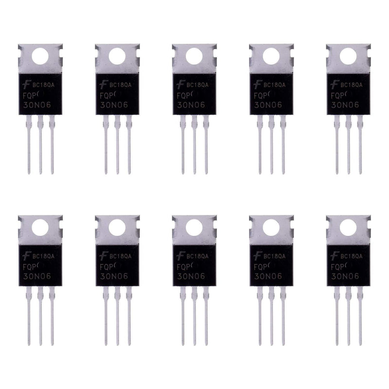 BOJACK FQP30N06 32 A 60 V MOSFET Transistors FQP30N06L 32 Amp 60 Volt N-Channel Power MOSFET TO-220AB (Pack of 10 Pcs)