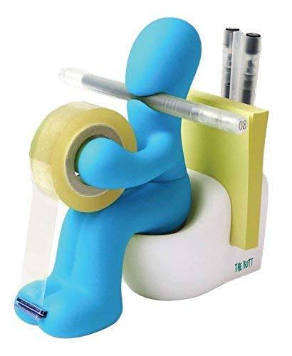 The Butt – Funny Gift for Men or Women who Have Everything – Novelty Tape Dispenser with Pen Holder – Great as an Unusual Going Away Gift for Coworker – Office Gag Gift Blue