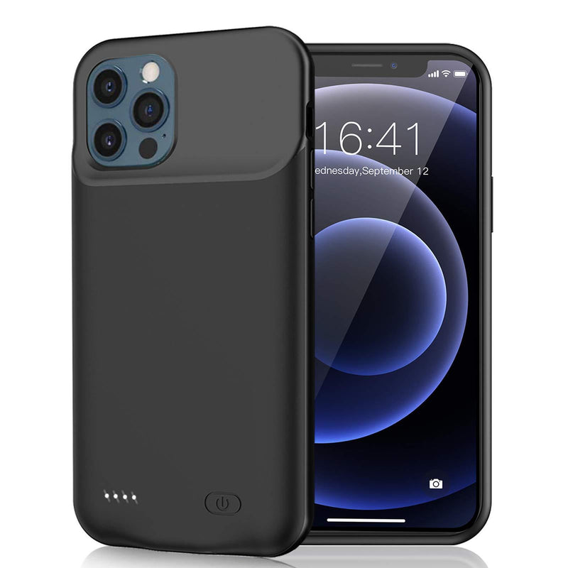 Battery Case iPhone 12 Pro Max, 7000mAh Slim Portable Rechargeable Battery Pack Charging Case Compatible with iPhone 12 Pro Max (6.7 inch) Extended Battery Charger Case (Black) Black