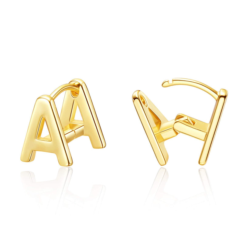 Initial Stud Earrings for Women 14K Gold Plated 26 Letters A-Z Earrings Valentine's Day Jewelry Gifts A-Gold