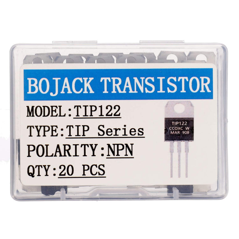 BOJACK TIP122 NPN 5 A 100 V Silicon Epitaxial Power Transistor 5 amp 100 Volt Darlington Transistors TO-220 (Pack of 20 Pcs)