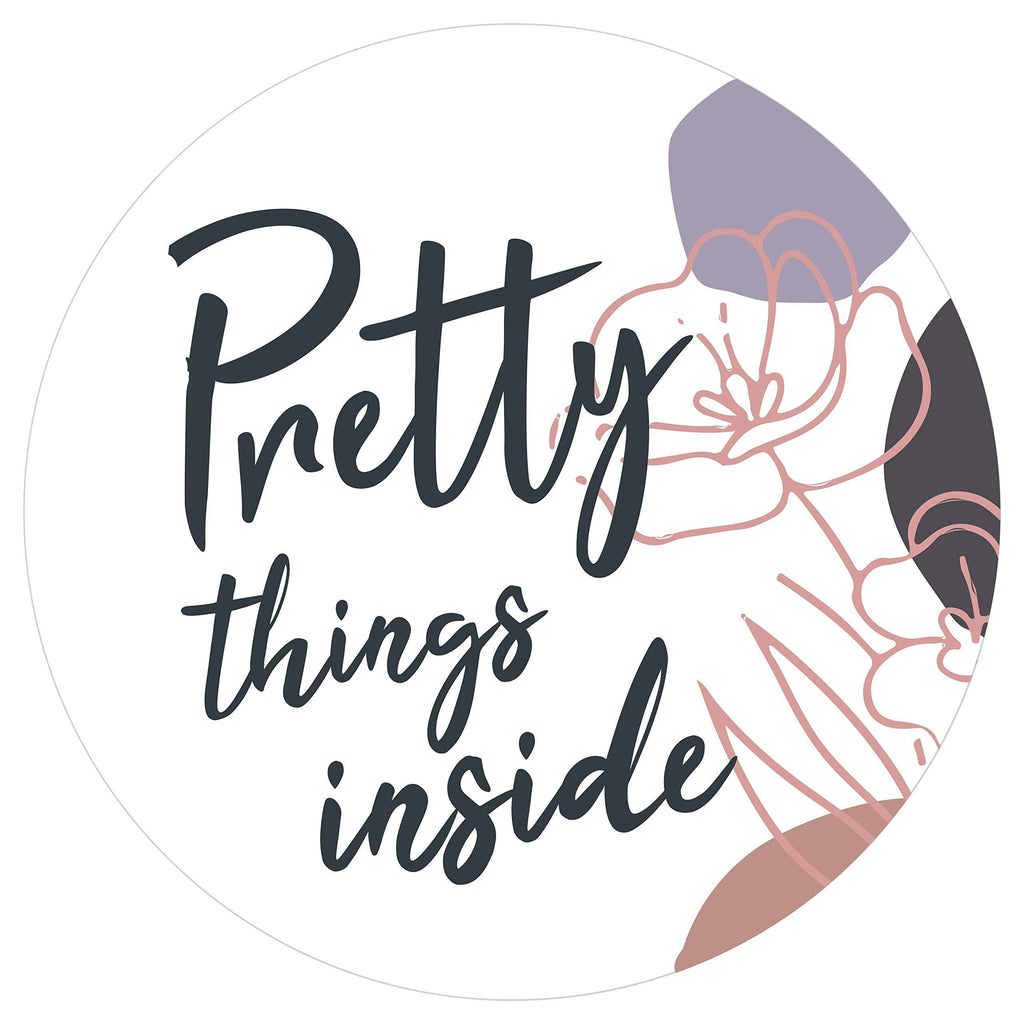 300 Pretty Things Inside Sticker Labels | White Background with Flowers Design | 2" Inch Round | Highly Recommended for Small Business Owners .