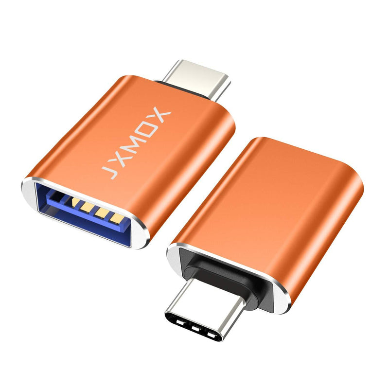 USB C to USB Adapter [2-Pack], Thunderbolt 3 to USB 3.0 OTG Adapter Compatible MacBook Pro,Chromebook,Pixelbook,Microsoft Surface Go,Galaxy S8 S9 S10 Plus,Note 8 9,Pixel 2 3(Orange) Orange
