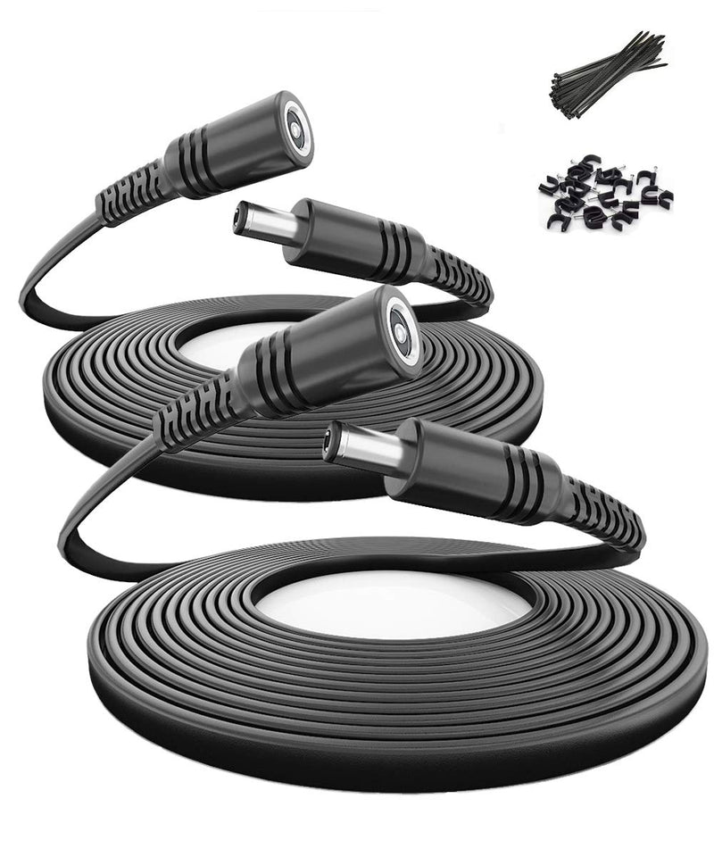 Itramax 30ft 12V DC Extension Cable (2-Pack),DC 2.1mm x 5.5mm 5521 Power Supply Adapter Flat Extender Cord,Female to Male Wire for CCTV Security Camera,IP Network Camera,DVRs and More Devices Black