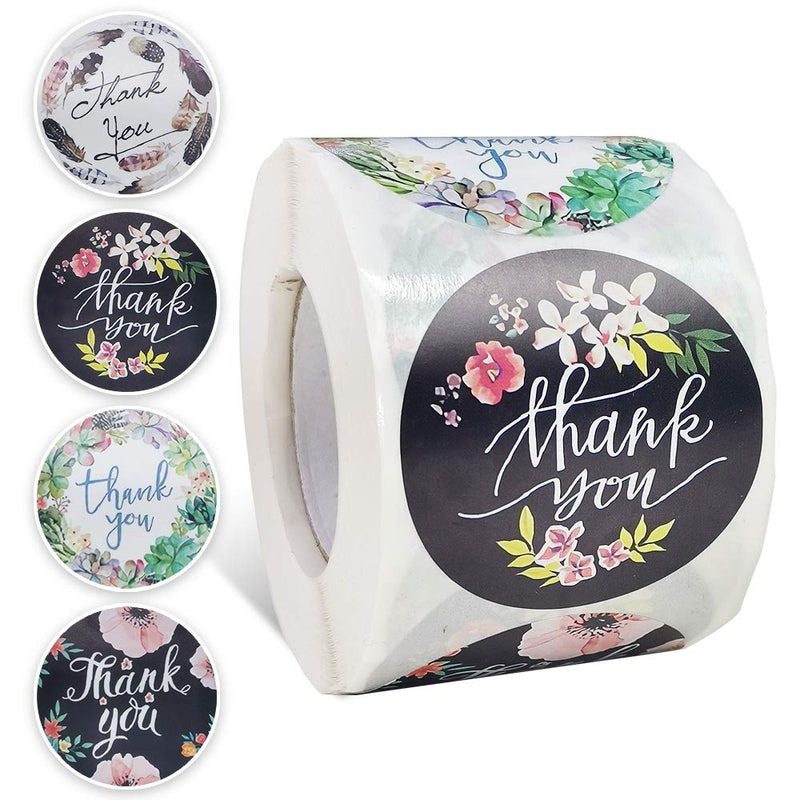 NANSSY 500 Pcs 2 Inch Thank You Stickers, Thank You Stickers Roll, Thank You Labels for Small Business, Handmade Goods, Greeting Cards, Business Greeting Cards, Gift Wraps. Black 2"