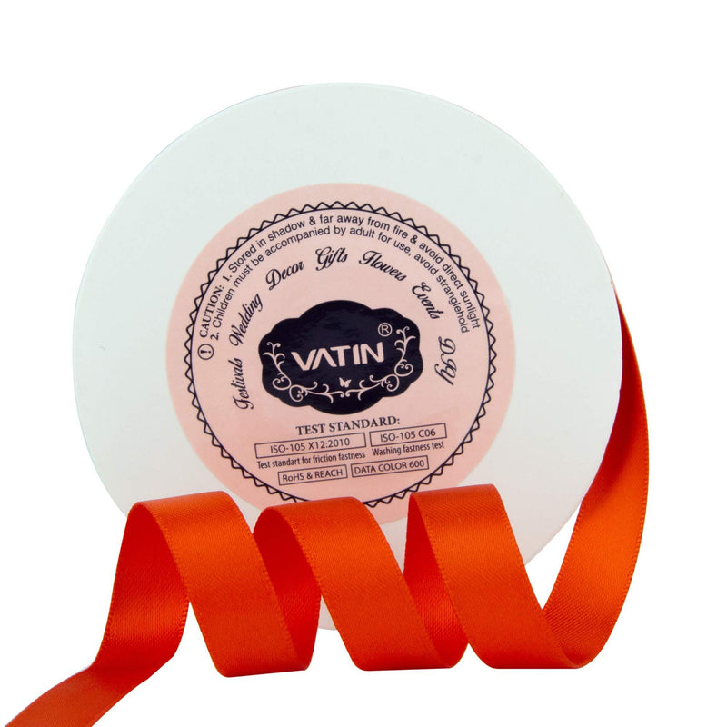 VATIN 1/2 inches Double Faced Autumn Orange Polyester Satin Ribbon - 50 Yards for Gift Wrapping Ornaments Party Favor Braids Baby Shower Decoration Floral Arrangement Craft Supplies 1/2" X 50 Yards