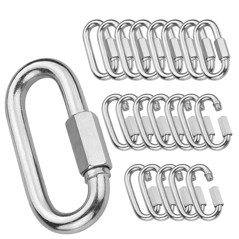 20Pack Quick Link, 3/16?Chain Link with 330lbs Loading, Stainless Steel Locking Carabiner Clip, Oval Keychain Connector Small Threaded Chain Clip for Dog Leash, Backpacks, Key Ring, Water Bottles